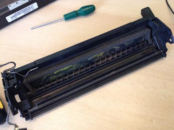 The waste toner hopper, separated from the rest of the assembly.